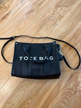 Black 'TOTE BAG' Crossbody Tote Bag